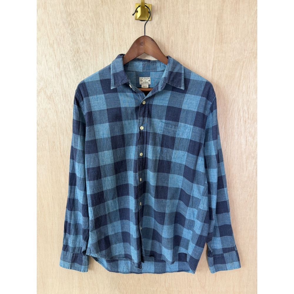 J. Crew Mens Blue Buffalo Check Tailored Button Down Shirt Medium Cotton